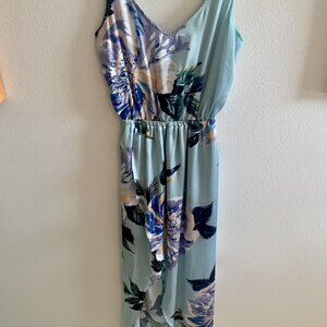 Show Me Your Mumu Satin Blue Floral Sleeveless Maxi Dress